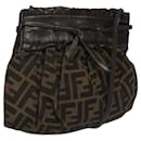 FENDI Zucca Canvas Shoulder Bag Brown Black Auth ti2809 - Fendi