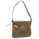 FENDI Zucchino Canvas Mamma Baguette Shoulder Bag PVC Brown Gold Auth EC724 - Fendi