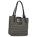 FENDI Zucchino Canvas Hand Bag Navy Auth 104306 - Fendi