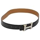 HERMES Twotone Constance H Belt Leather 31.1"" Black Auth ki5531 - Hermès