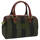 FENDI Pecan Canvas Mini Hand Bag Brown Black Auth yk16320 - Fendi