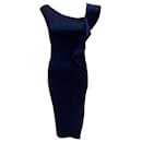 Chiara Boni La Petite Robe Navy Ruffled Nylon Stretch Cocktail Dress - Autre Marque