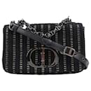 Christian Dior Silk-Embroidered Caro Tweed Small Crossbody Bag in Black x Gold