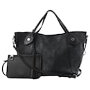 Louis Vuitton Hina Monogram Mahina Leather Shoulder Bag in Black M54350