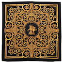 Hermès Carré 90 "LES TUILERIES" 100% Silk Scarf in Black x Gold