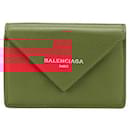 Balenciaga Leather Mini Wallet Red