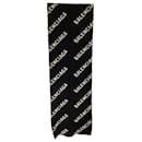 Cachecol Balenciaga com logo em toda a parte em lã preta e branca