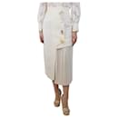 Cream swirly pleated midi skirt - size S - Autre Marque