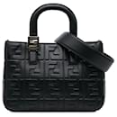 Fendi Black Small Zucca Embossed Nappa FF 1974 Tote