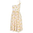  Caroline Constas Floral One-Shoulder Midi Dress in White Cotton - Autre Marque