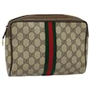 GUCCI GG Supreme Web Sherry Line Clutch Bag PVC Beige Gold 84 01 012 Auth BA803 - Gucci