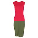 Alexander McQueen Textured Knit Fitted Midi Dress in Red Viscose - Alexander Mcqueen