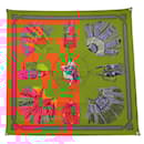 FOULARD HERMES CUIRS DU DESERT DE LA PERRIERE CARRE SOIE ORANGE SILK SCARF - Hermès