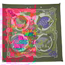 FOULARD HERMES GRANDS FONDS PAR ANNIE FAIVRE SOIE ROSE CARRE 90 SILK SCARF - Hermès