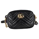  Gucci Mini GG Marmont Quilted Crossbody Bag in Black Leather