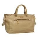 PRADA Hand Bag Leather Beige Auth bs24029 - Prada