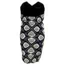 Roland Mouret Black / White / Navy Patterned Knit Strapless Mini Dress