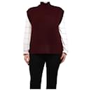 Burgundy ribbed high-neck jumper vest - size L - Autre Marque