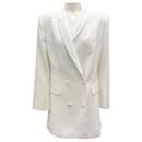 Prabal Gurung White Double Breasted Long Crepe Jacket