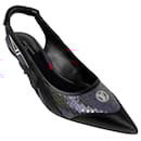 Louis Vuitton Black / Pink Calfskin Sequin Archlight Slingback Pumps