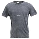 Saint Laurent Logo Rive Gauche T-Shirt in Grey Cotton