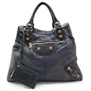 Balenciaga Leather Giant Brief Handbag Charcoal Gray
