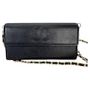 Chanel Calfskin Timeless CC Long French Black Wallet WOC
