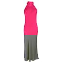 Galvan Sienna Sleeveless Turtleneck Bow-Back Dress In Pink Satin - Autre Marque