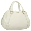 CELINE Hand Bag Leather White Gold Auth MY434 - Céline