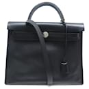 HERMES HERBAG 31 SELLIER BLACK CANVAS & LEATHER SHOULDER PURSE BAG - Hermès