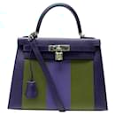NINE HERMES KELLY II KELLIGRAPHIE 28 EPSOM CLEMENCE MYSOR GOAT BLUE HANDBAG - Hermès