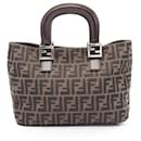 Sac à main en toile Zucca en cuir Fendi