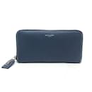 Saint Laurent Navy Leather Long Wallet