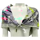 Hermes Rare Red / Green Multi Parures de Samourais Print Square Silk Twill Scarf - Hermès