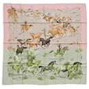 Hermès Carré 90 "Les Mustangs" 100% Silk Scarf in Pink