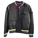 Gucci Panther-Embroidered Bomber Jacket Black Satin