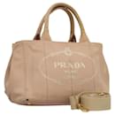 PRADA Canapa PM Hand Bag Canvas 2way Pink Gold Auth 116103 - Prada