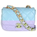 Chanel Light Blue Quilted Lambskin Mini Lacquered Chain Flap Bag