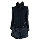 10K$ Jewel Embellished Black Tweed Coat - Chanel