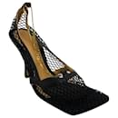 Bottega Veneta Black Stretch Pumps with Gold Chain