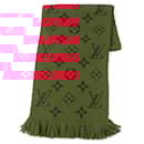 Louis Vuitton Logo Mania Wool Silk Scarf Ruby