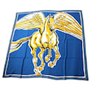 Hermes Cashmere Silk Large Scarf Blue Yellow - Hermès