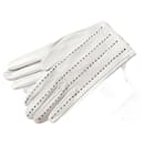 Hermes Lamb Leather Punched Gloves Grey - Hermès