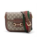 Gucci GG Supreme Horsebit 1955 Leather Shoulder Bag