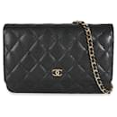 Chanel Black Quilted Caviar Classic Wallet On Chain