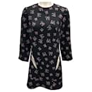 Ashley Williams Black / Pink Bow Print Cut-out Detail Crepe Mini Dress - Autre Marque