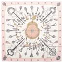 Hermès Carré 90 "LES CLES" 100% Silk Scarf in Pink