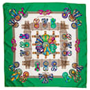 Hermès Carré 90 "Les Rubans du Cheval" 100% Silk Scarf in Green