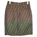 Jupe marron en monogramme Zucca avec logo Fendi