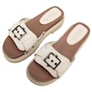 CHRISTIAN DIOR SHOES DIORQUAKE CLOG SANDALS 38 IN BEIGE LEATHER - Christian Dior